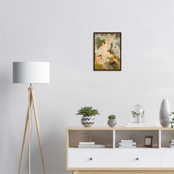 Walter Crane - The Swan Maidens - -framed-poster-dark-wood-1