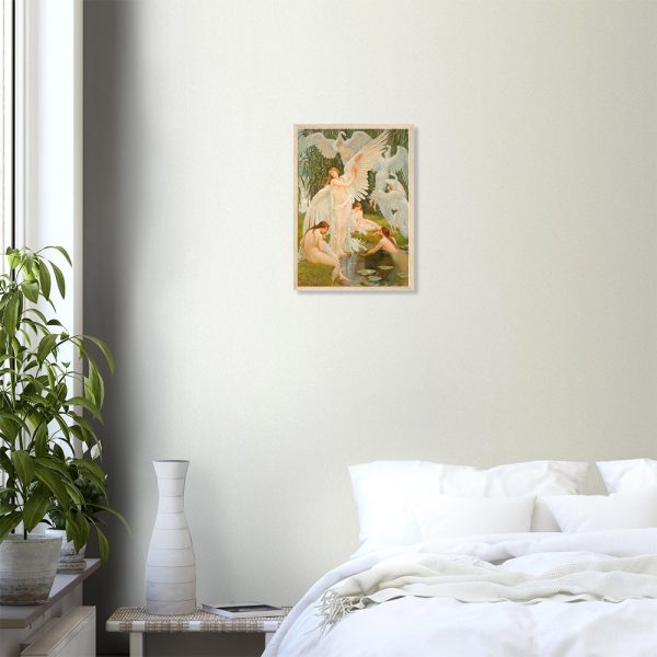 Walter Crane - The Swan Maidens - -framed-poster-wood-0