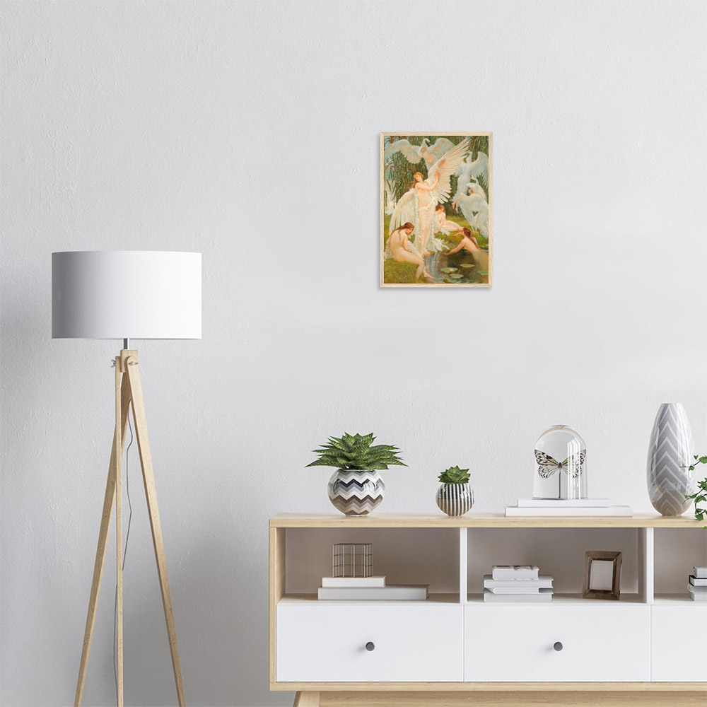 Walter Crane - The Swan Maidens - -framed-poster-wood-1