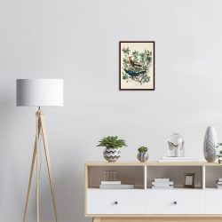 John James Audubon - Boat-tailed Grackle - -framed-poster-dark-wood-1
